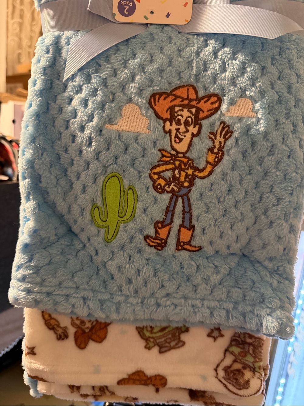 Disney Light Blue Woody Plush Baby Blankets